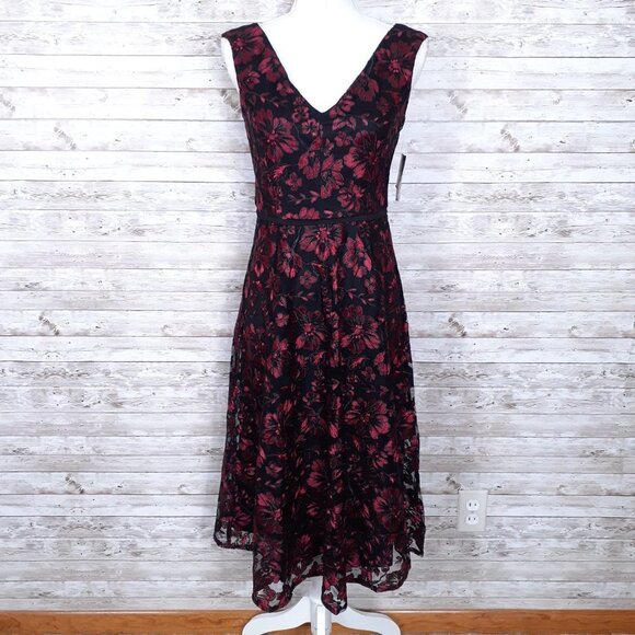 Taylor Dresses & Skirts - Taylor Sleeveless Dress Sz 6 Black Pink Floral N